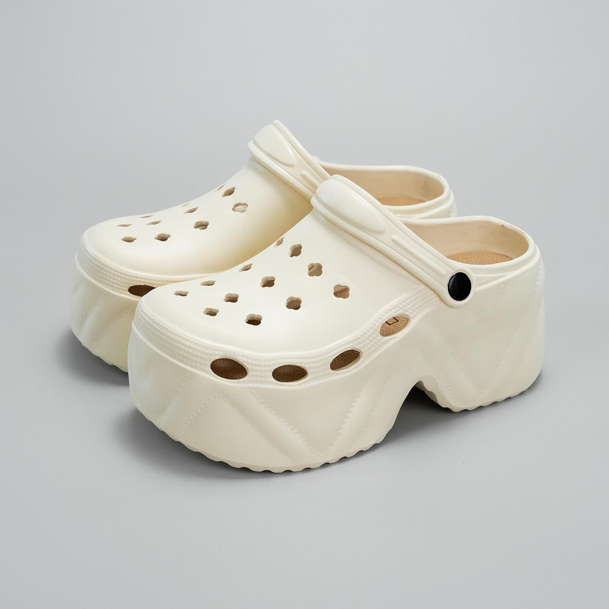 

Модные женские шлепанцы на платформе с цветком, сделай сам, садовые сабо, летняя обувь, женские сандалии на толстой подошве, из мягкого ЭВА, на высоком каблуке, пляжные шлепанцы для девочек 40-41 абрикосовый