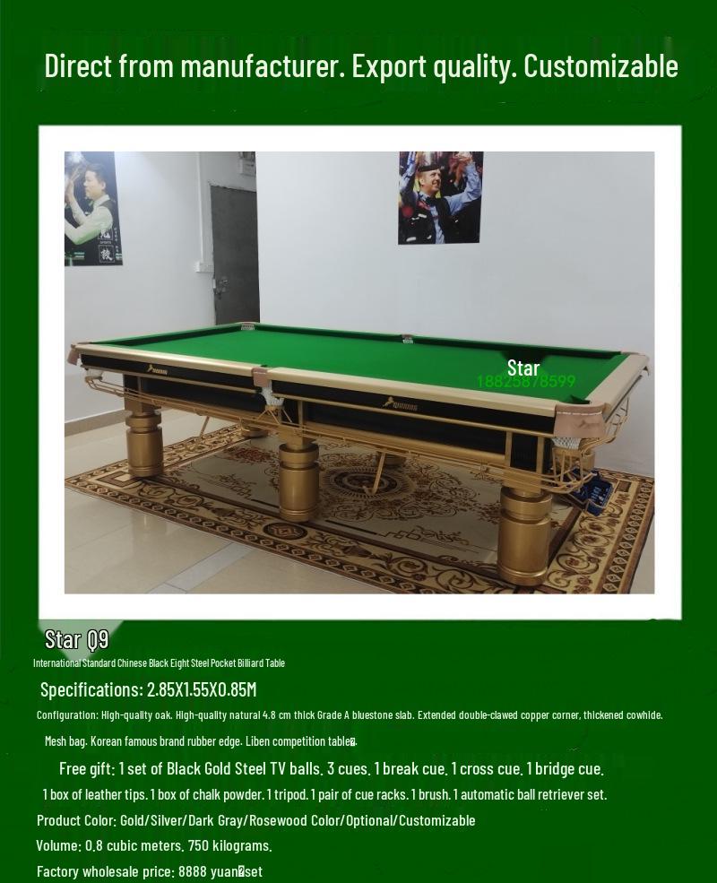 Xinqiu Star Standard Russian Billiard Table - Adult Commercial Use