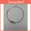 Modern Asymmetric Collar Chain With Tiger Eye Stones And Titanium Pendant For Unisex