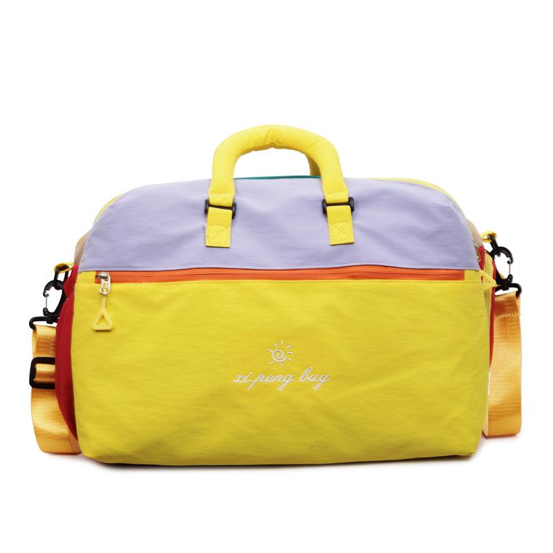 Large Capacity Women'S Travel Bag Premium Fabric With Dopa-Inspired Color Blocks Dedicated Shoe Compartment Dry/Wet Separation