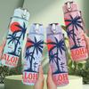 1PC Aloha Palm Tree Sunset Pattern 750ml Color Plastic Sports Water Bottle Leakproof Flip Straw Lid Suitable for Sports Office Home Use