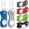 1PC Foldable Metal Golf Turf Repair Tool With Magnetic Ball Marker And Pop-Up Button For Golf Green Fork Golf Tool