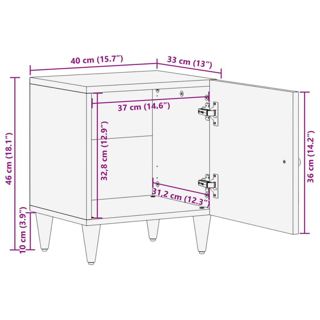 Nightstands 2 pcs 40 x 33 x 46 cm Solid Mango Wood