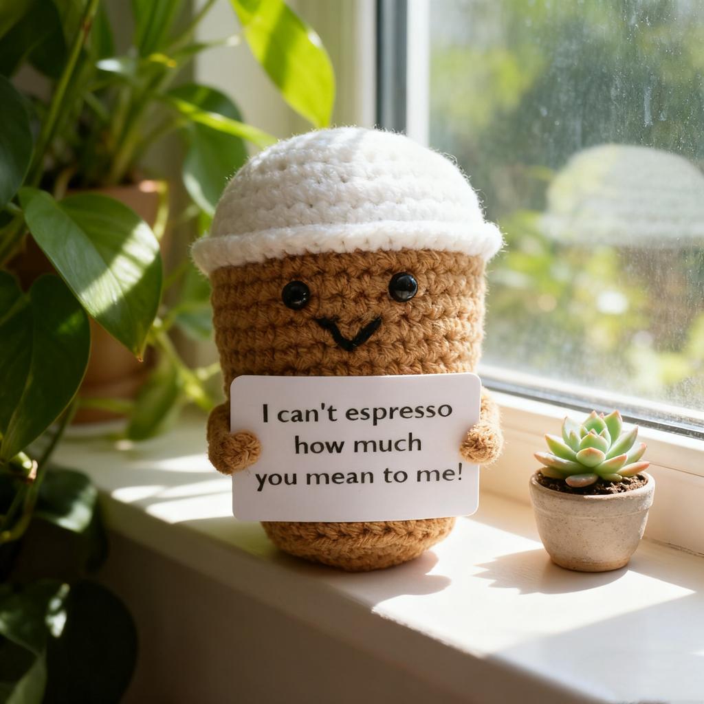 Coffee Lovers Gifts For Women, Positive Emotional Crochet Handmade Support, Small Appreciation Gifts For Coworker, Teacher Friends Thank You Gift