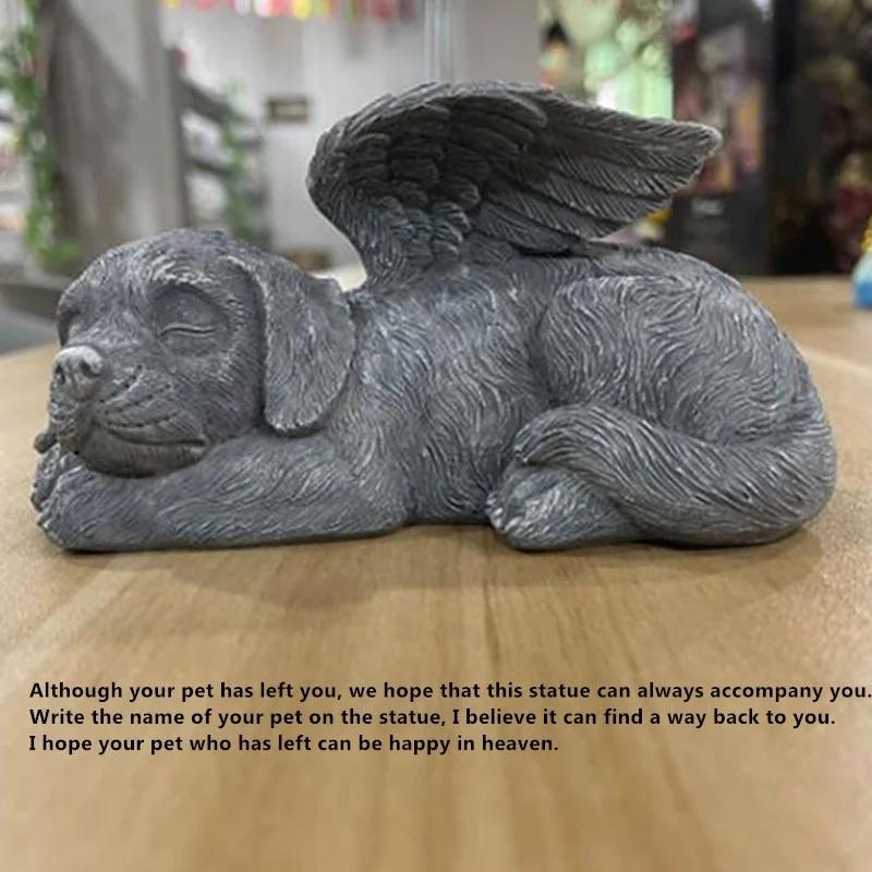 Harpiks Engel Hund Katt Statue Hagedekor Valp Gravstein Skulptur Ornamenter Gaver til Gård Hjem Dekorasjon
