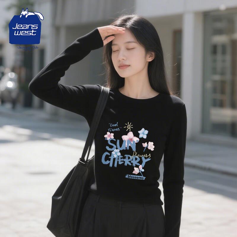 Jeanswest Women s Long Sleeve Cotton Letter Graphic T-Shirt 2XL