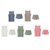 2Pcs/Set Men Pajamas Set U-Neck Sleeveless Vest Elastic Waist Wide Leg Shorts Set Summer Sleepwear Home Wear