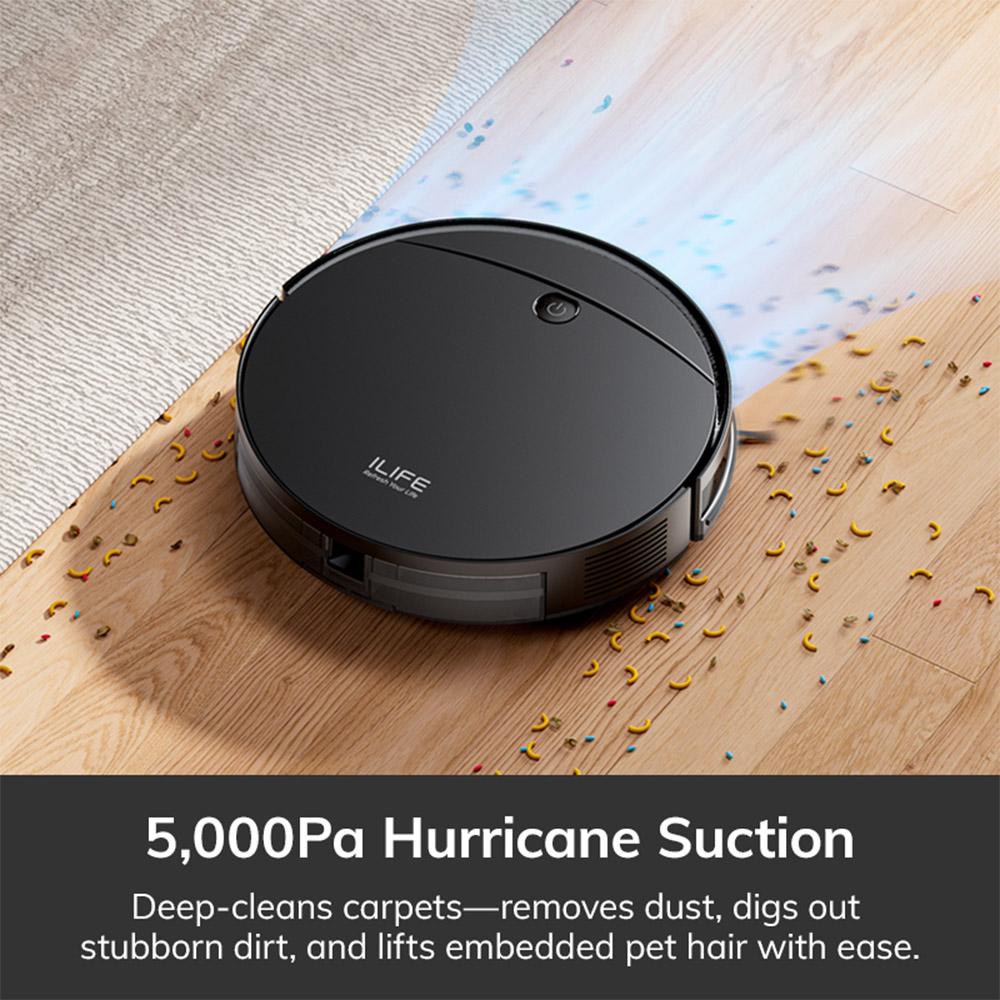ILIFE V10 Robot Vacuum Cleaner, 5000Pa Suction, 120min Runtime, Gyro Navigation, Self-Charging, 2.4G WiFi, App, Alexa and Remote Control