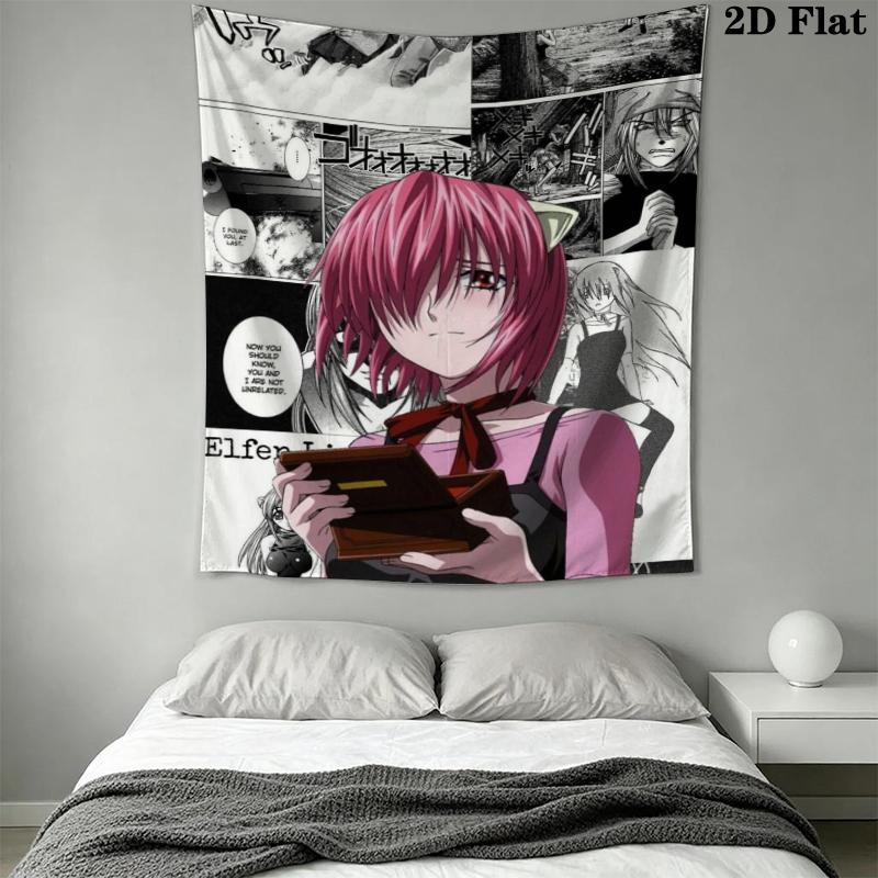 Elfen Lied Anime Wall Tapestry Aesthetic Wall Hanging Printed Fabric Blanket Decorative Tapestries for Bedroom Living Room Home Decor