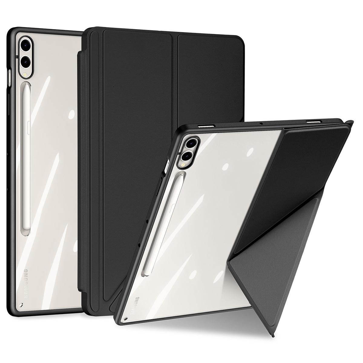 

DUX DUCIS Magi Series for Samsung Galaxy Tab S10+/S9+/S9 FE+ Case Origami Stand Leather+PC+TPU Clear Back Cover Black