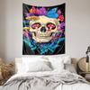 Mysterious Skull and Butterfly Tapestry  Colorful Mushroom and Feather Decor Home Wall Art Decoration