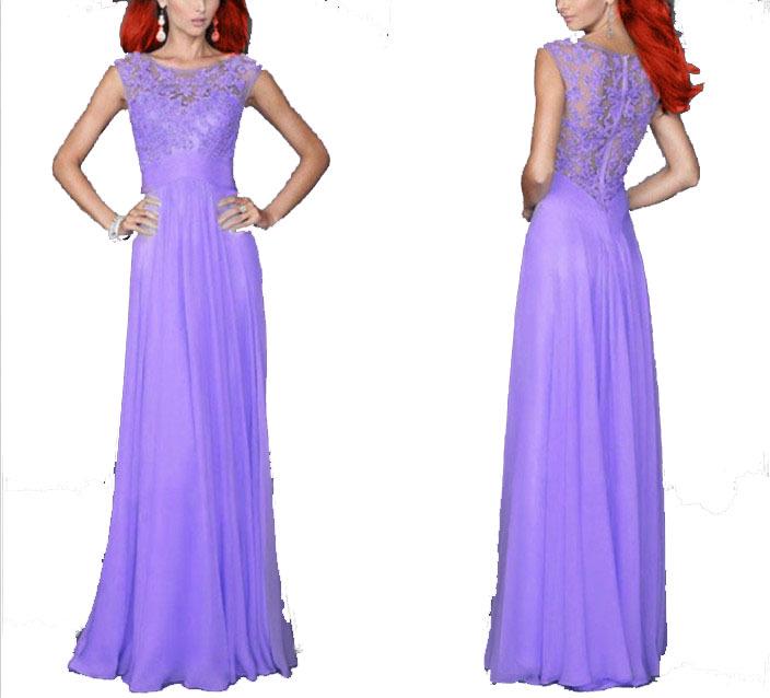 2025 European & American Slim-fit Evening Gown – Light Blue Lace Patchwork Chiffon, Back Zipper, 10 Colors Available