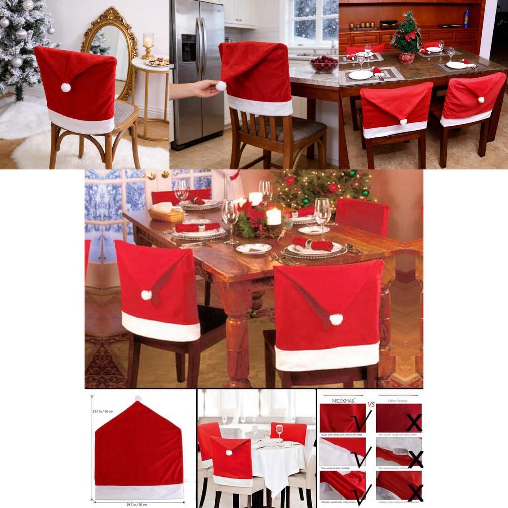 Christmas Decor Nonwoven Fabric Chair Cover With Festive Red Design For Holiday Dining