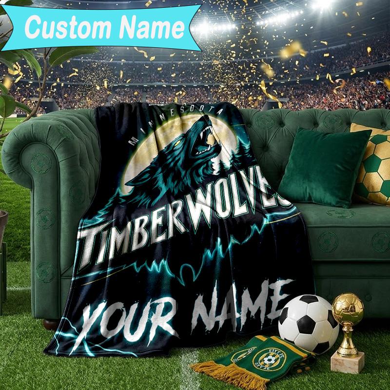 Custom Name Blanket Timberwolves Logo Blanket Bedding Blanket for Travel, Camping, Living Rooms, Offices, Sofas, Fan Christmas gift