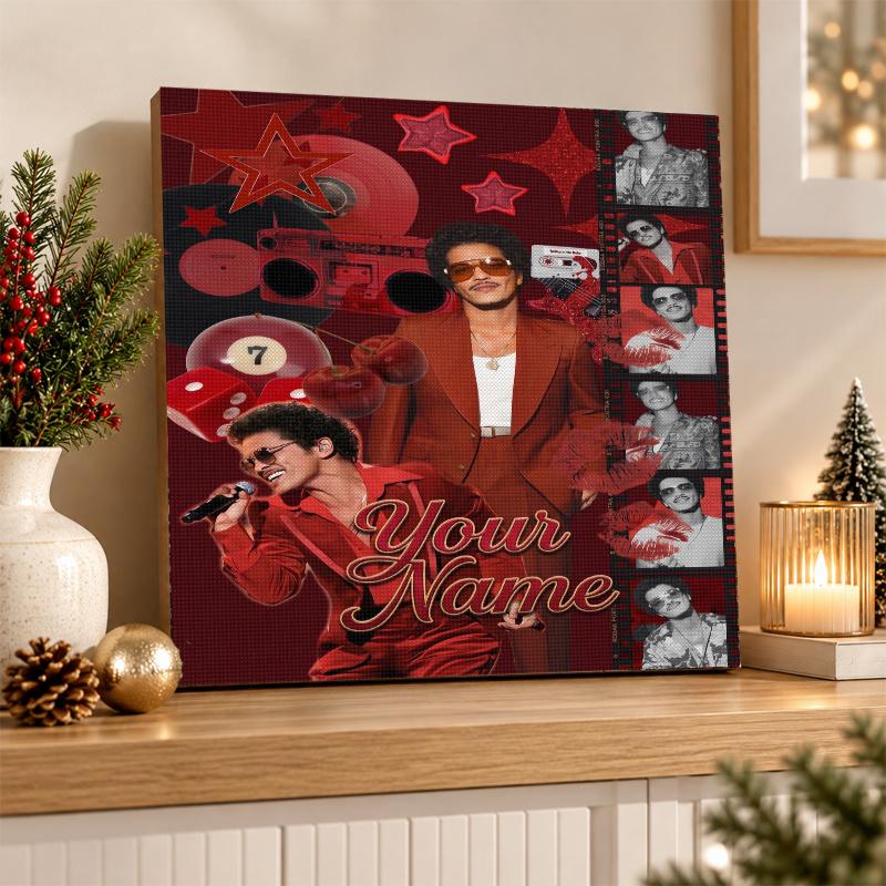Bruno Mars Custom Name Text 5D Diamond Painting Kit DIY Full Drill Diamond Art Decoration