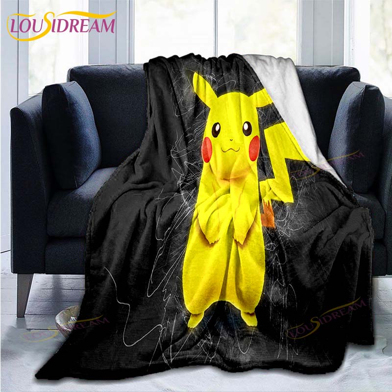 Manta decorativa con estampado de Pokémon, funda de edredón para sofá, ropa de cama de viaje, manta decorativa, manta de franela, colcha, mantas del Grinch