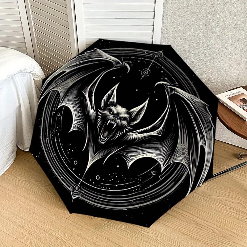 1pc Bat Symbol Tattoo Design Umbrella with Plastic Handle,Suitable for All Seasons Home Travel Outdoor UmbrellaDD1719