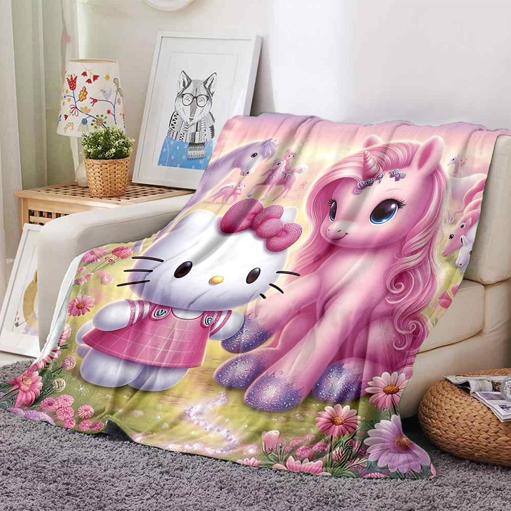 1 Stück Hello Kitty Einhorn Decke Leichte Flanell Überwurfdecke für Sofa Bett Reise Camping Wohnzimmer Büro Couch Stuhl