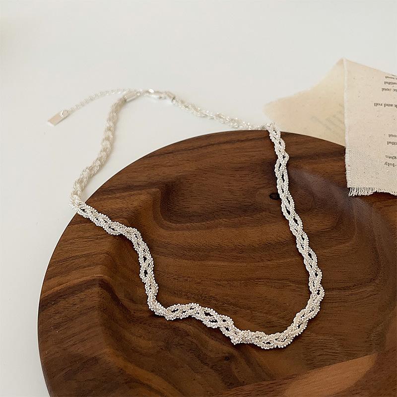 Super Fairy Sparkling Twist Metal Necklace Female Niche High Sense Personality Fashion Versatile Neck Chain Collarbone Chain