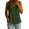 Women’s V Neck Button Front Sleeveless Loose Fit Casual Summer Blouse Top Relaxed Style Lightweight Comfortable Shirt
