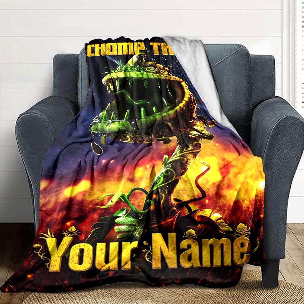 Plants Vs. Zombies Customize Your Name Blanket Cozy Customizable Blanket Comfortable Versatile for Nap Seaside Living Room Picnics