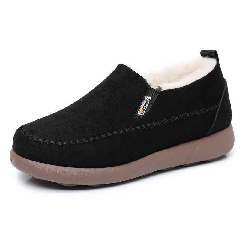 Non-Slip Moccasin Shoes for Women Snow Boots Warm Winter Warm Short Boots Women's Outdoor Fur Lined Faux Suede Fuzzy Fleece Lining Walking Shoes