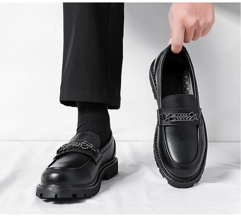 Herren Retro Leder Slipper: Brogue Slipper im britischen Stil mit dicker Sohle für Friseure