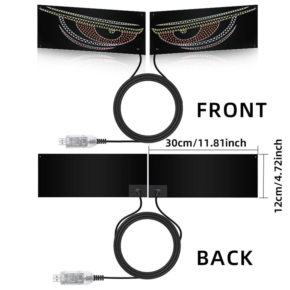 Universal LED Devil's Eye Light Car Front Rear Window Warning Light Red Devil Eye Atmosphere Light Driving Safety Lamp 2Pcs/set