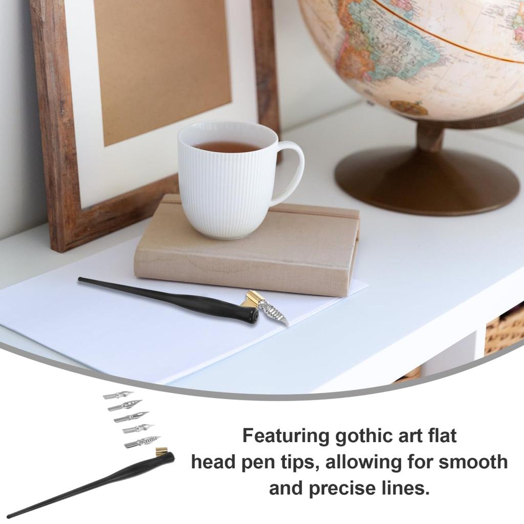 FRCOLOR Calligraphy Pen Dip Angled 5 Calligraphy Handwriting Set, Pens, Barrel, Resin, Vintage, Pens, Nibs, Drafting, Practice, Beginner, Drawing,