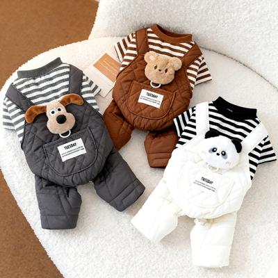 Dog Winter Overalls: Thick 4-Legged Cartoon With Big Pocket For Small Dog (Teddy)