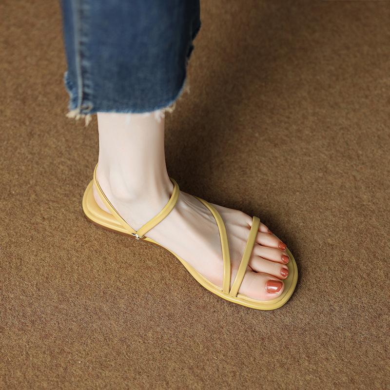 

Красивые сандалии на плоской подошве, женская летняя обувь, изысканные новые универсальные женские шлепанцы на мягкой подошве 40 жёлтый