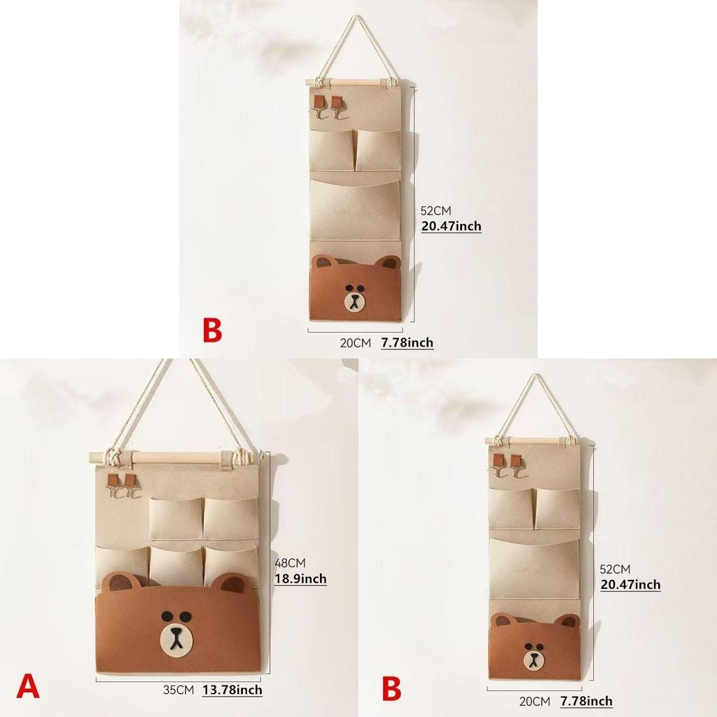 Bear Cartoon Wall Hanging Storage Bag For Bedroom Organizer And Multipurpose Use