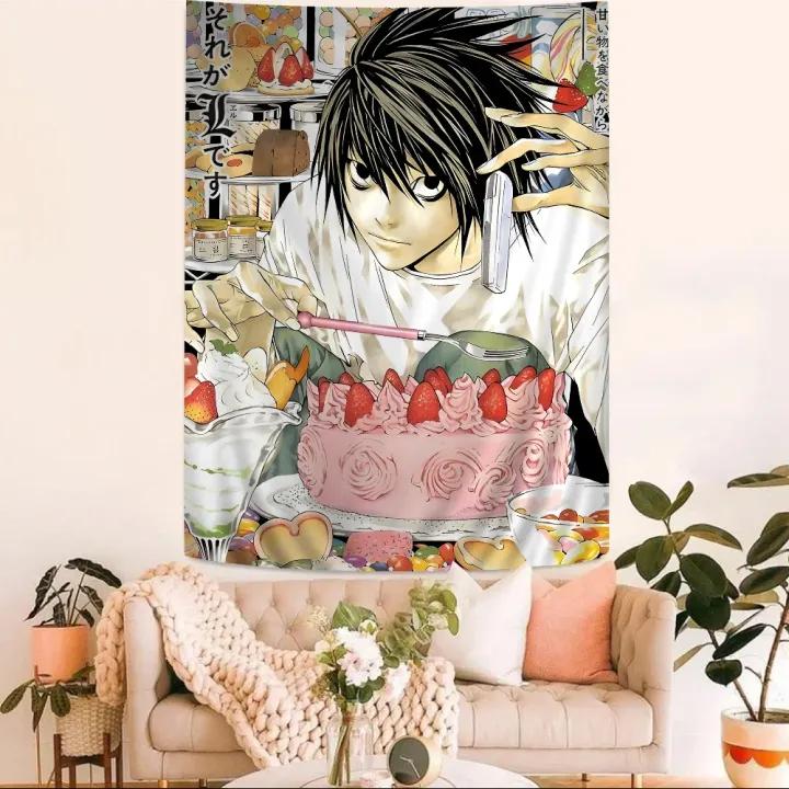 Anime Death Note DN L Πολύχρωμη Ταπετσαρία Κρεμαστή στον Τοίχο Μποέμικες Ταπετσαρίες Τοίχου Μάνταλα Φύλλα Κρεμαστά στον Τοίχο