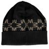 Ausgezeichnete MONCLER Strickmütze BERRETTO Logo-Patch schwarze Baumwolle Damen Gebraucht