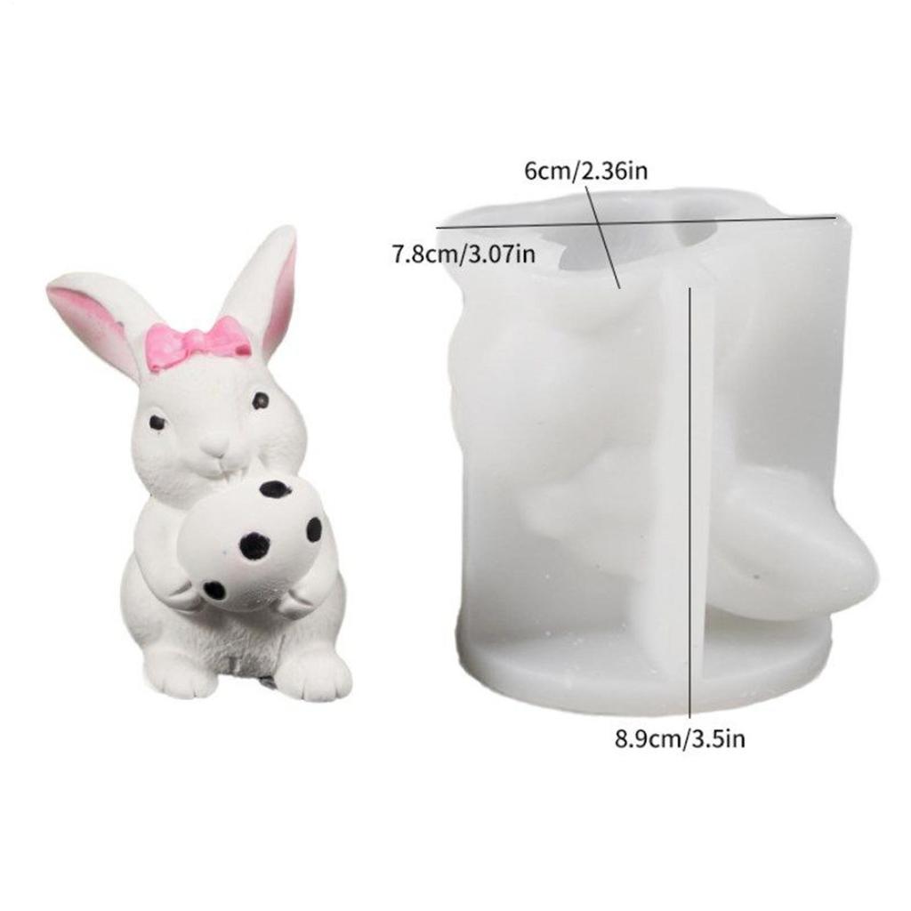 Rabbit Holding Easter Egg Silicone Mold 3D Epoxy Casting Decoration Craft Bunny Hold Easter Egg Epoxy Resin Casting Mold