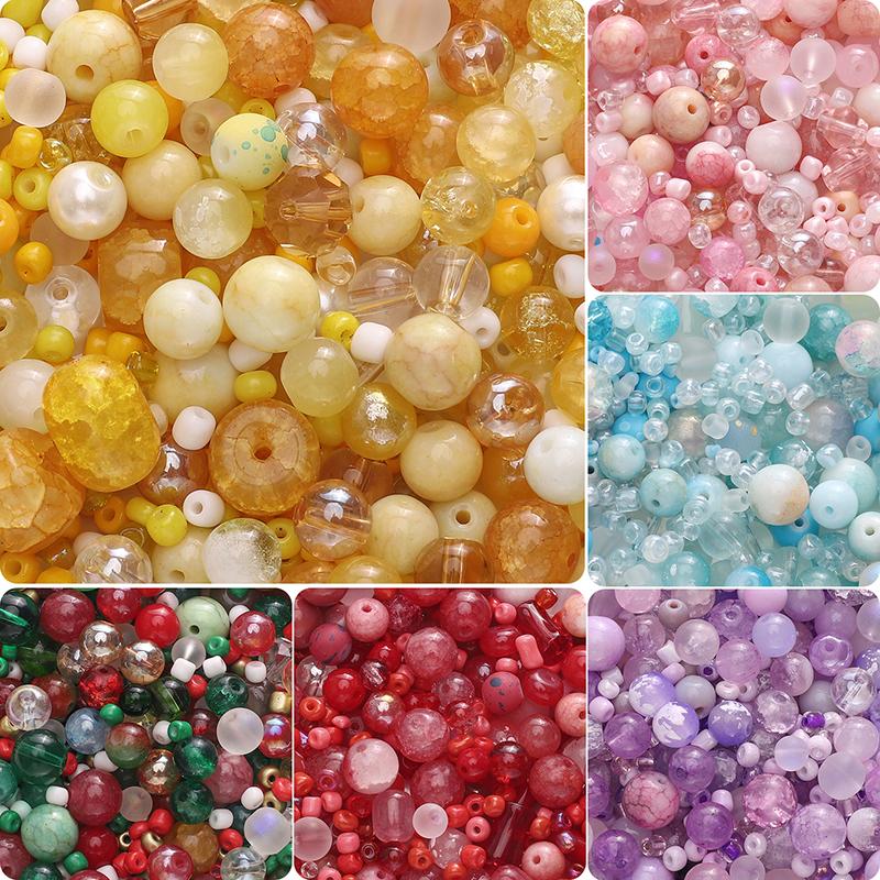 3-12mm 30g/bag Mixed Style Glass Beads DIY Bracelet Necklace Earrings Jewelry Accessories