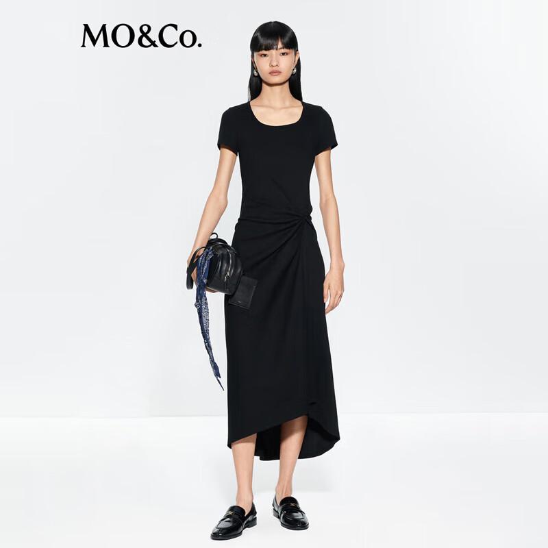 

MO&Co. Women s Deconstructed Twist High-Waist Short-Sleeve Long Dress S