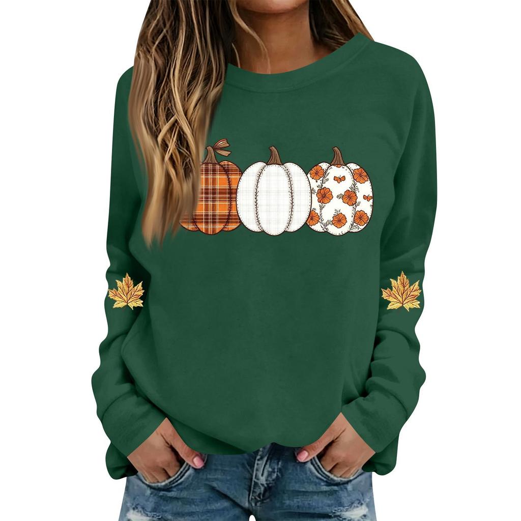 Women's Casual Long Sleeve Halloween Print Neck Top