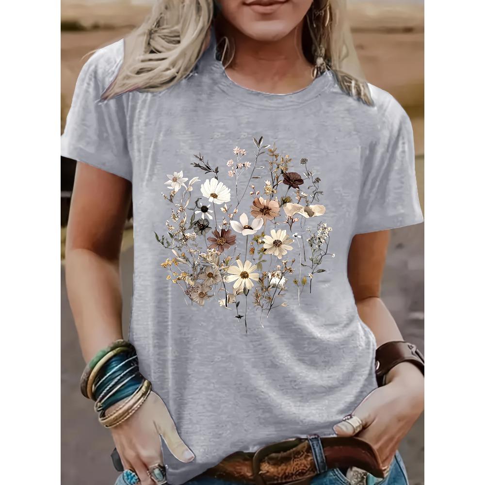 Crew Neck T-Shirt Fashionable Womens Print Women's Harajuku Short Sleeve Casual Women's Clothing Street Tees Aesthetic Clothes