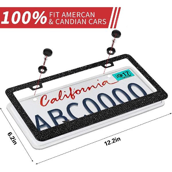 Bling License Plate Frame for Women, 1PCS Sparkly License Plate Frames| Over 1200 Pcs 14 Facets Bedazzled Clear Glass Diamond Rhinestone Crystals