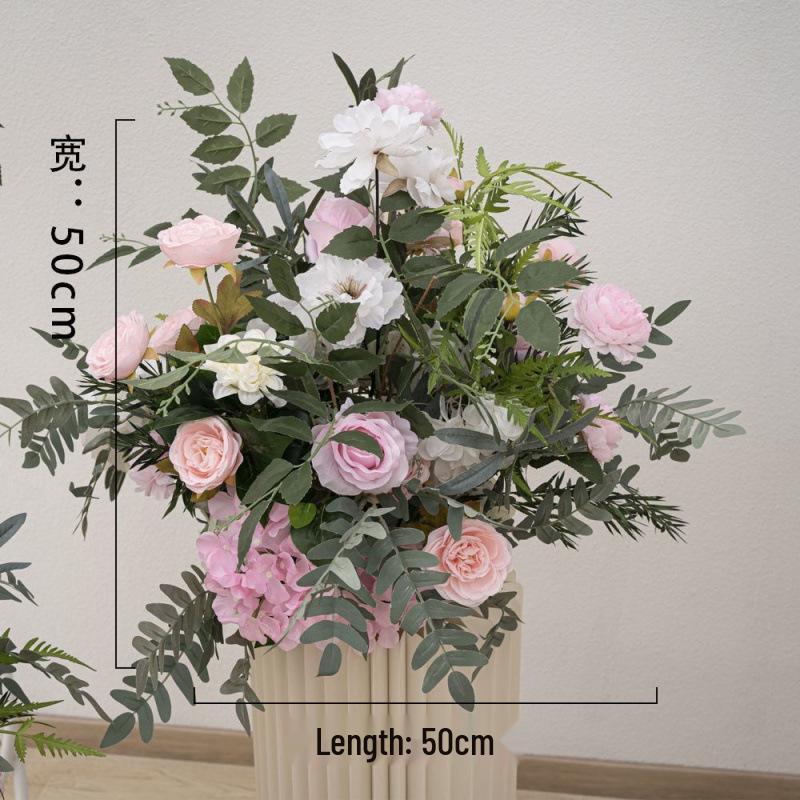 New Floral Ground Row Silk Flower Arrangement for Engagement & Wedding Decor - Large Size, Elegant Design
