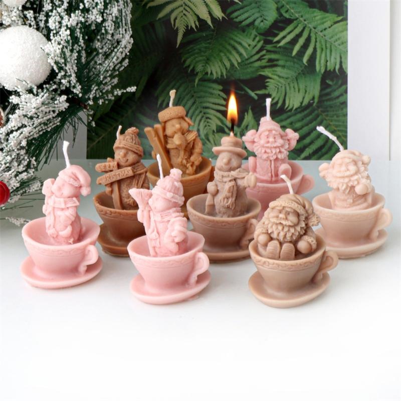Christmas Silicone Candle Mold Crafting and Festival Decors Moulds Silicone Texture Present for Hand-Making Enthusiasts