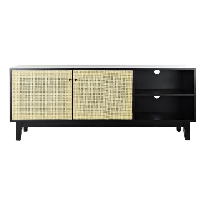 TV Cabinet - Balinese - Fir - 160 Cm - Rattan - Black