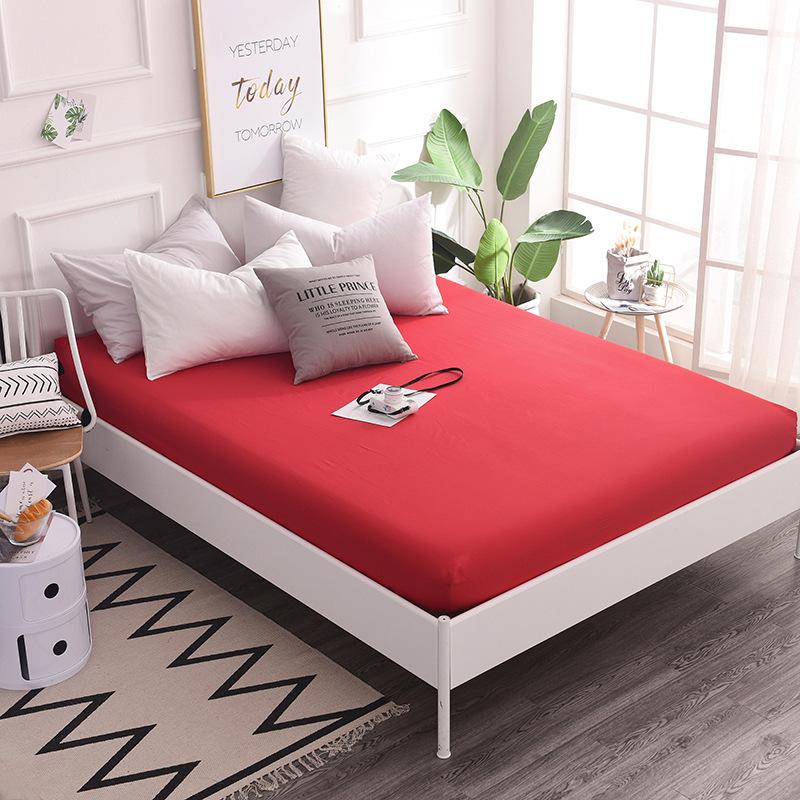 Fitted Sheets, Cotton Fitted Sheets, Bedspreads, Solid Color 13372 Pure Cotton Single Fitted Sheets, 120*200+25, Fitted Sheet Height