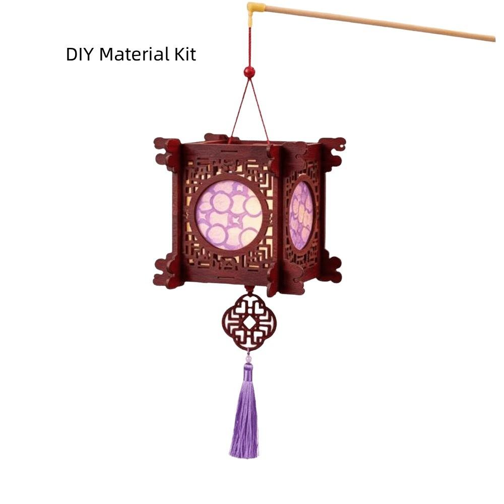 New Year DIY Spring Festival Lanterns Luxury LED Luminous Wooden Lanterns Festival Decorations