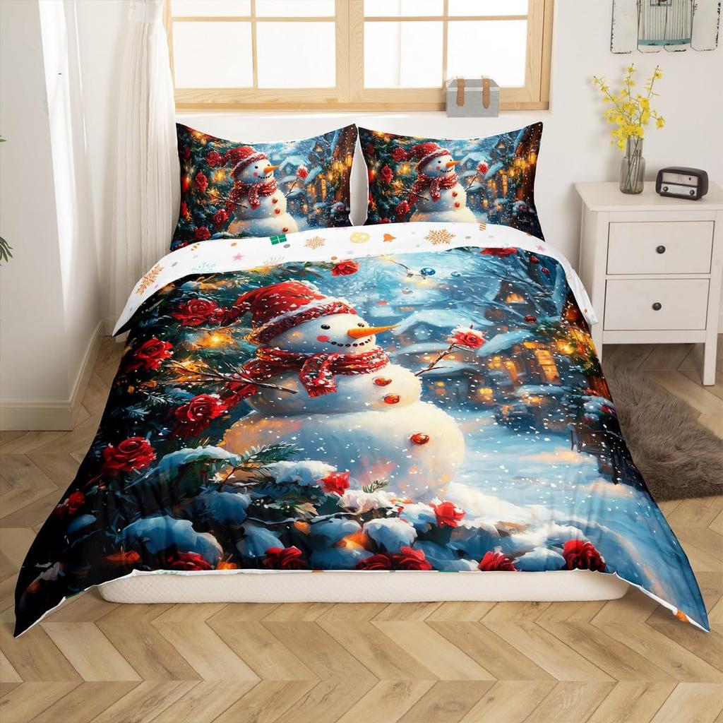 Cartoon Weihnachtsmann Dreiteiliger Bettbezug 3D Digitaldruck Bettwäscheset Bettdecke