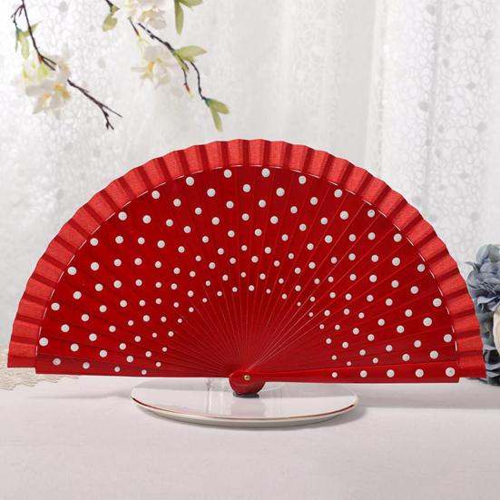 Practical Beautiful Decoration Multicolor Dot Print Folding Fan Home Supply Decorative Fan