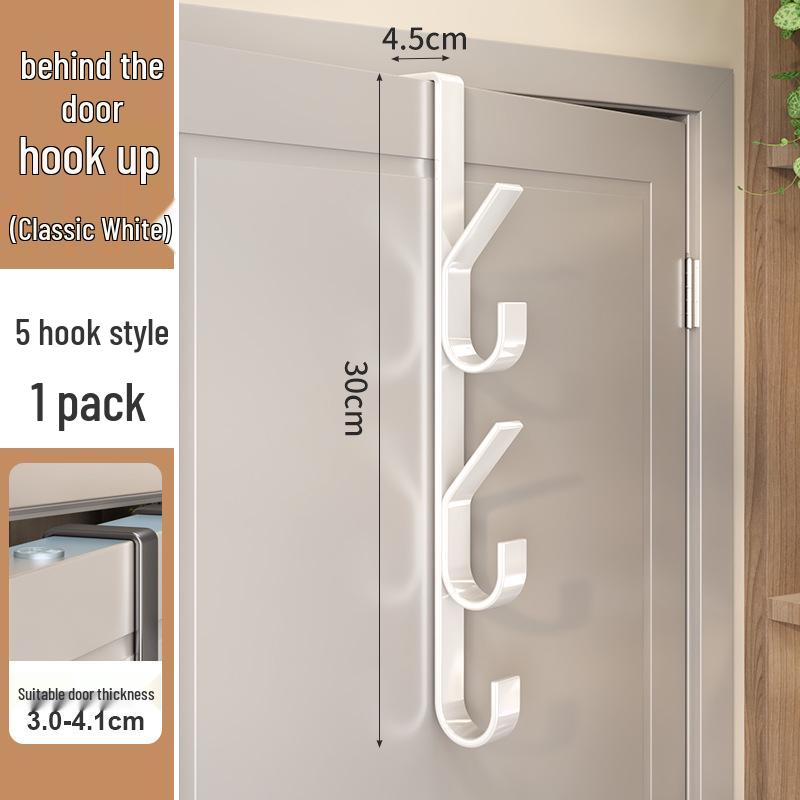 Adhesive-Free Multi-Functional Vertical Clothes Hooks for Bathroom Doors