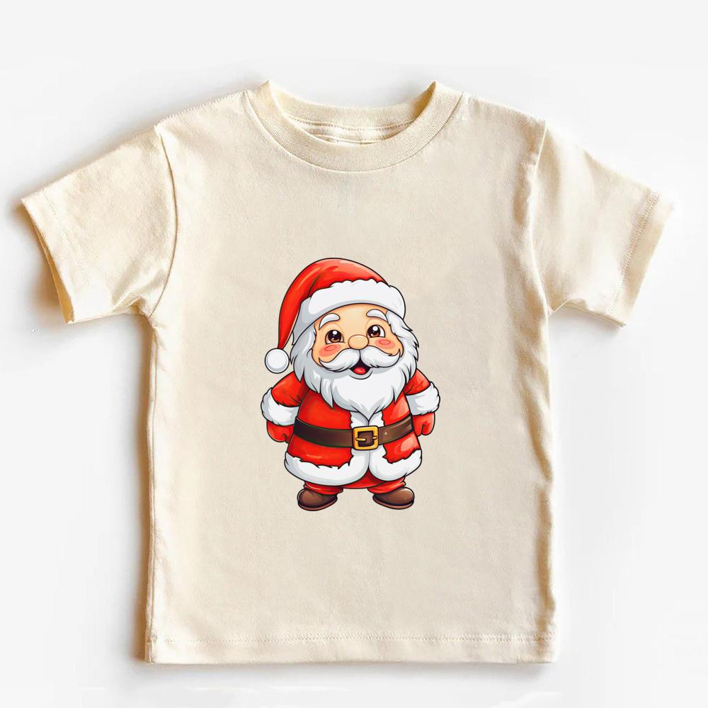 Christmas Santa Claus Cotton Kids T Shirt Retro Christmas Shirt for Kids Merry Xmas Toddler Infant Tops Clothes