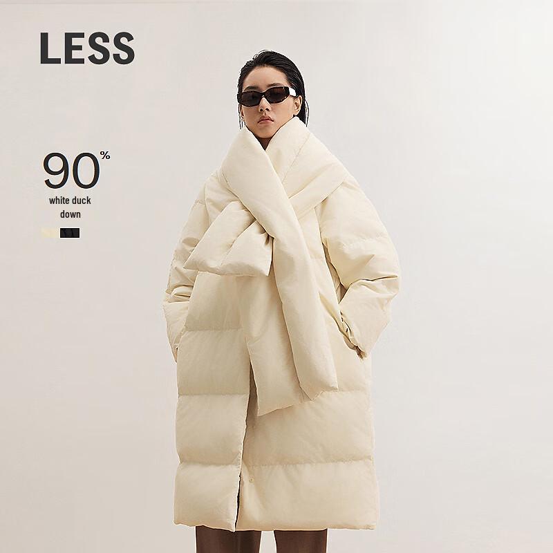 

LESS 2024 Winter Collarless Loose Long Down Jacket XS